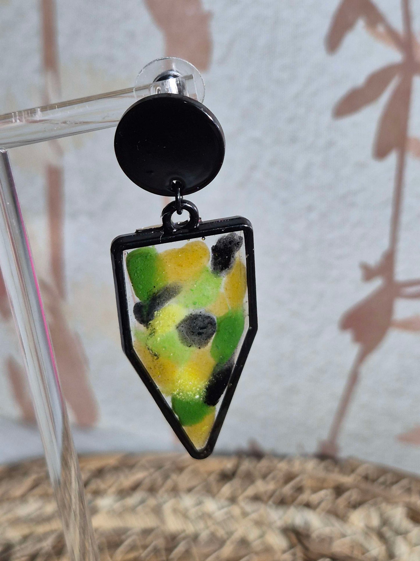 622.Boucles d'oreilles"vitrail tropical"
