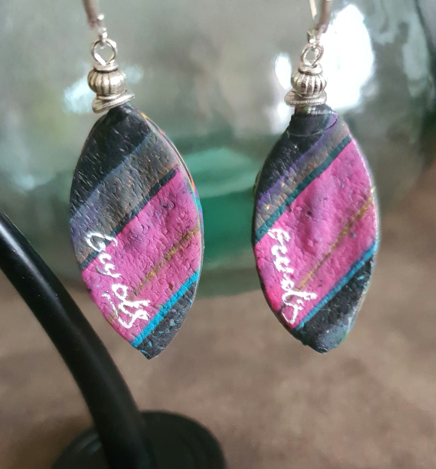 381 /Boucles d'oreilles "Losange rose"