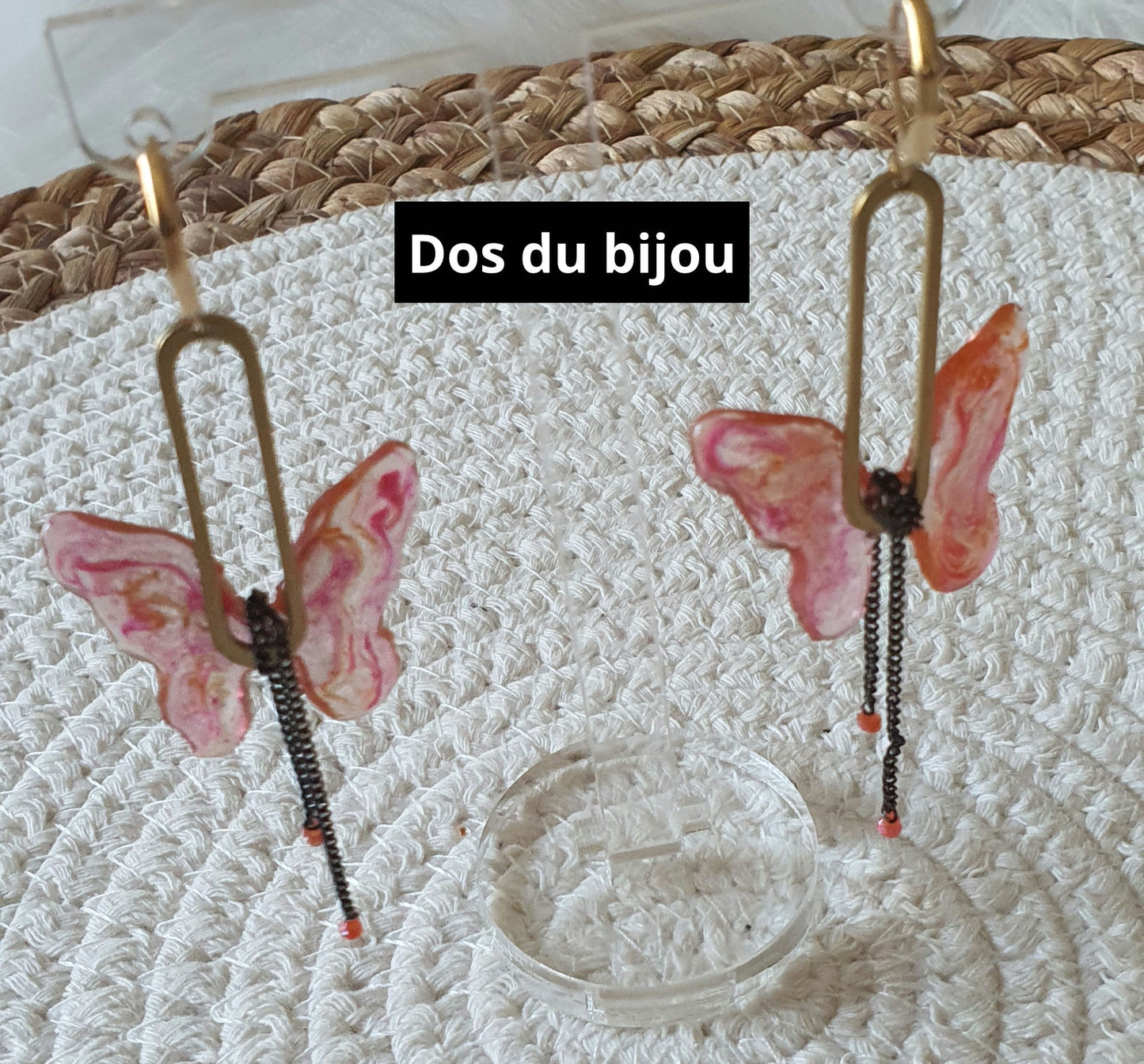 542. Boucles d'oreilles"Papillon rose"