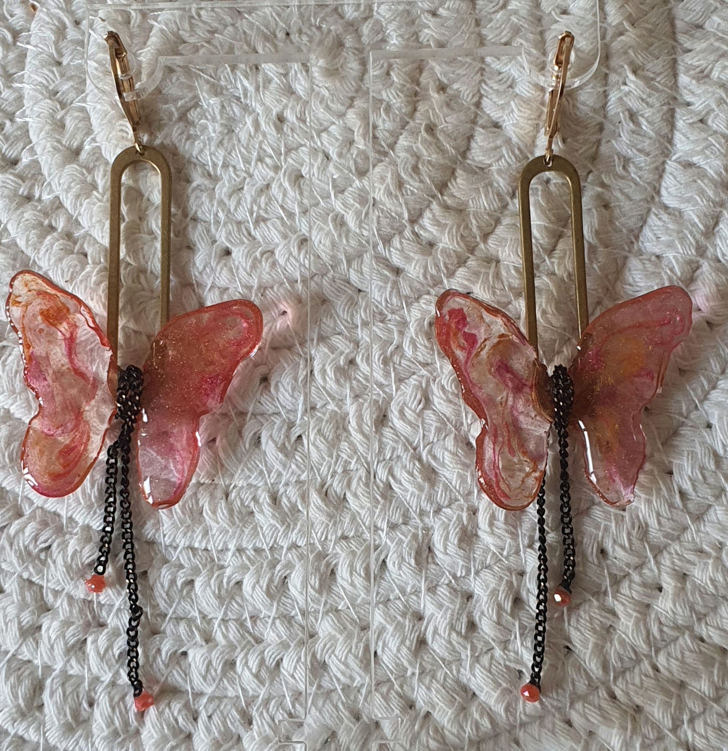 542. Boucles d'oreilles"Papillon rose"