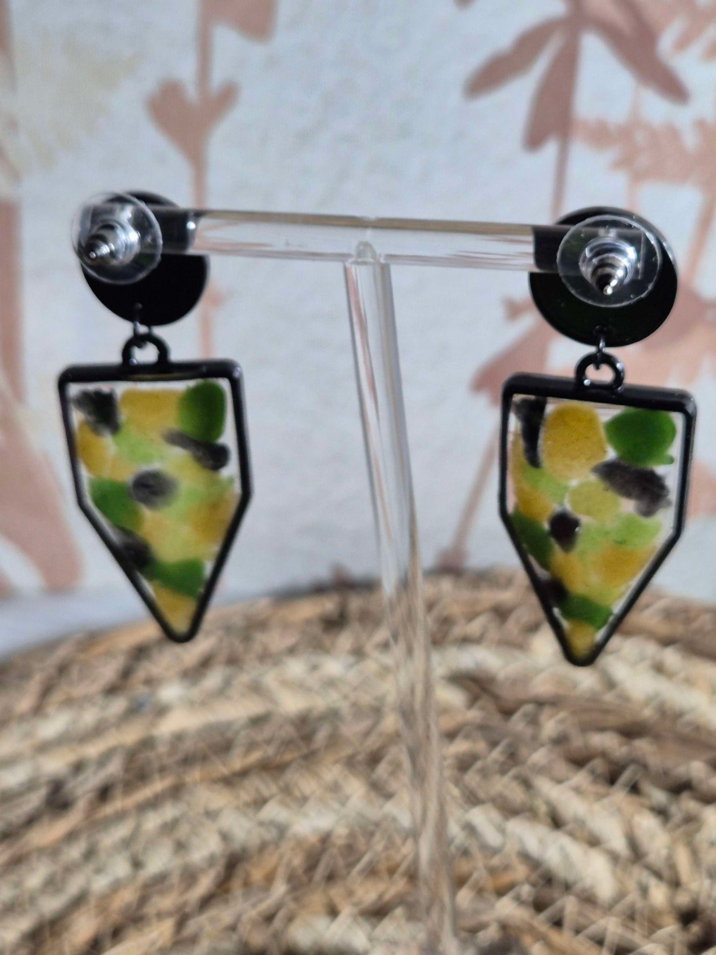 622.Boucles d'oreilles"vitrail tropical"