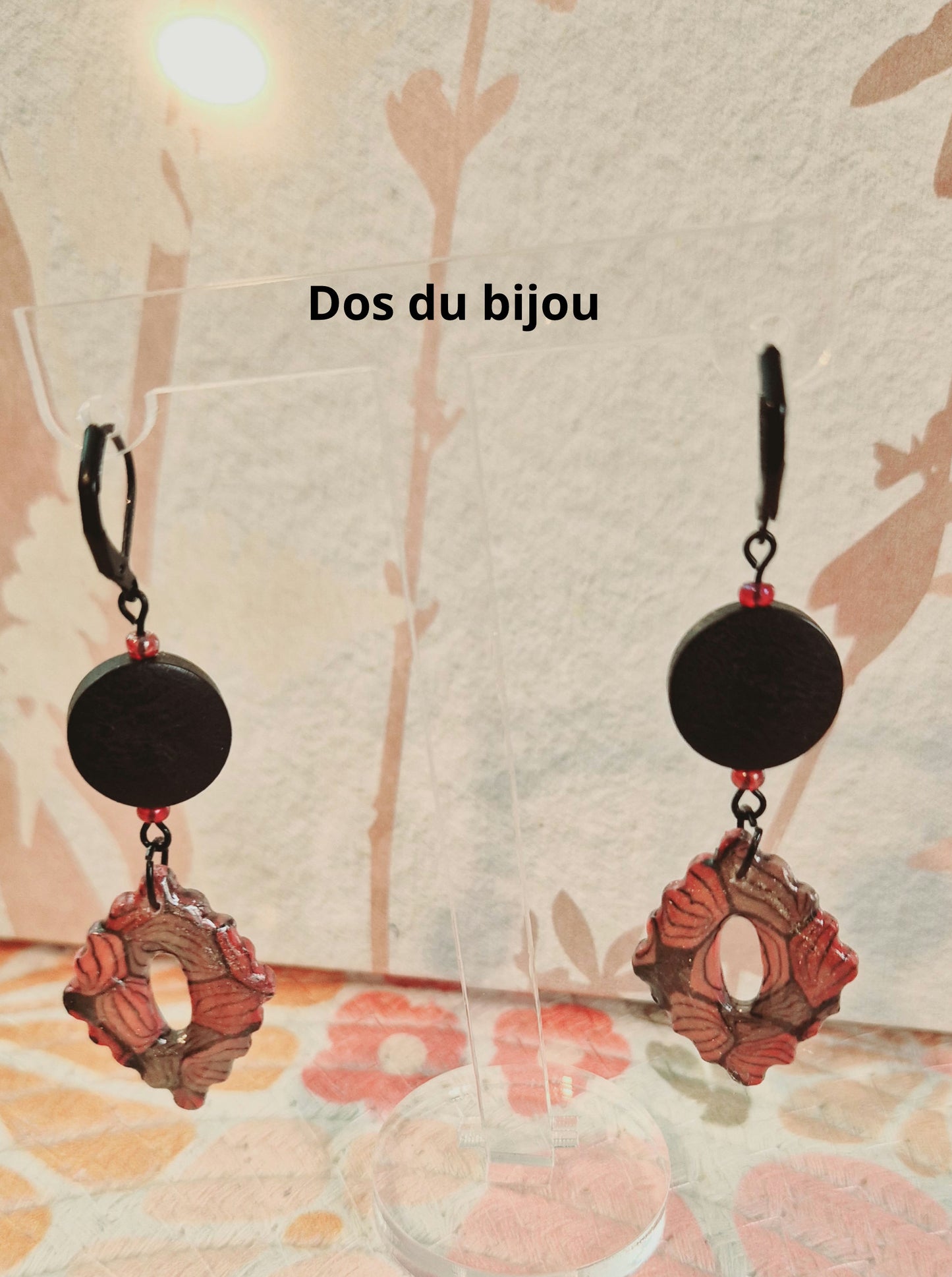 656. Boucles d'oreilles" Rouge et Noir"