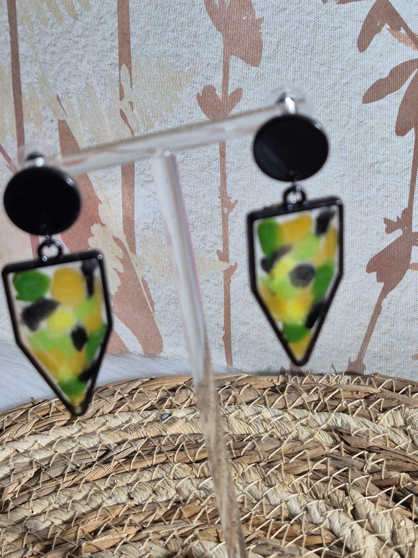 622.Boucles d'oreilles"vitrail tropical"