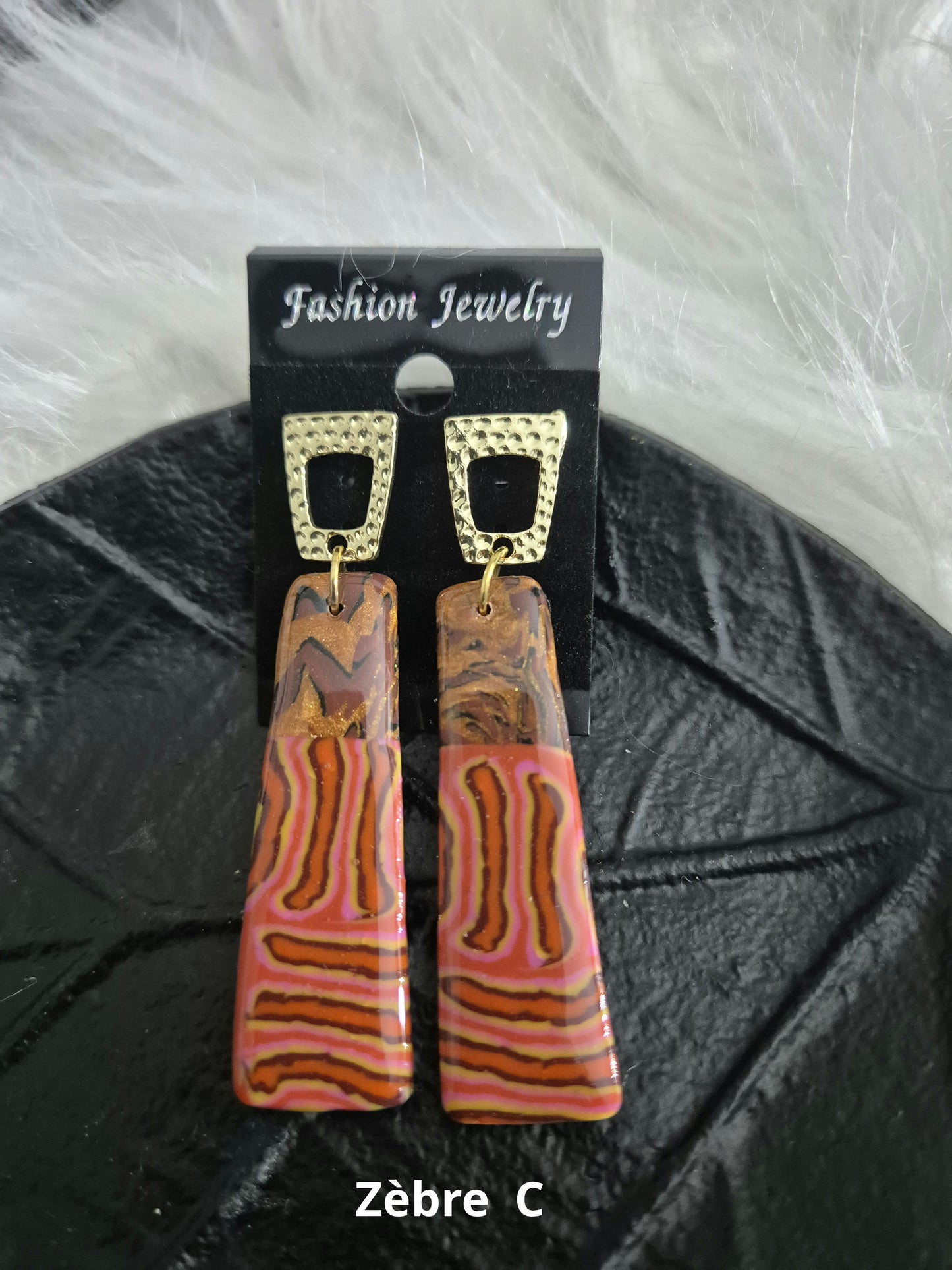 595. Boucles d'oreilles "Zèbre"