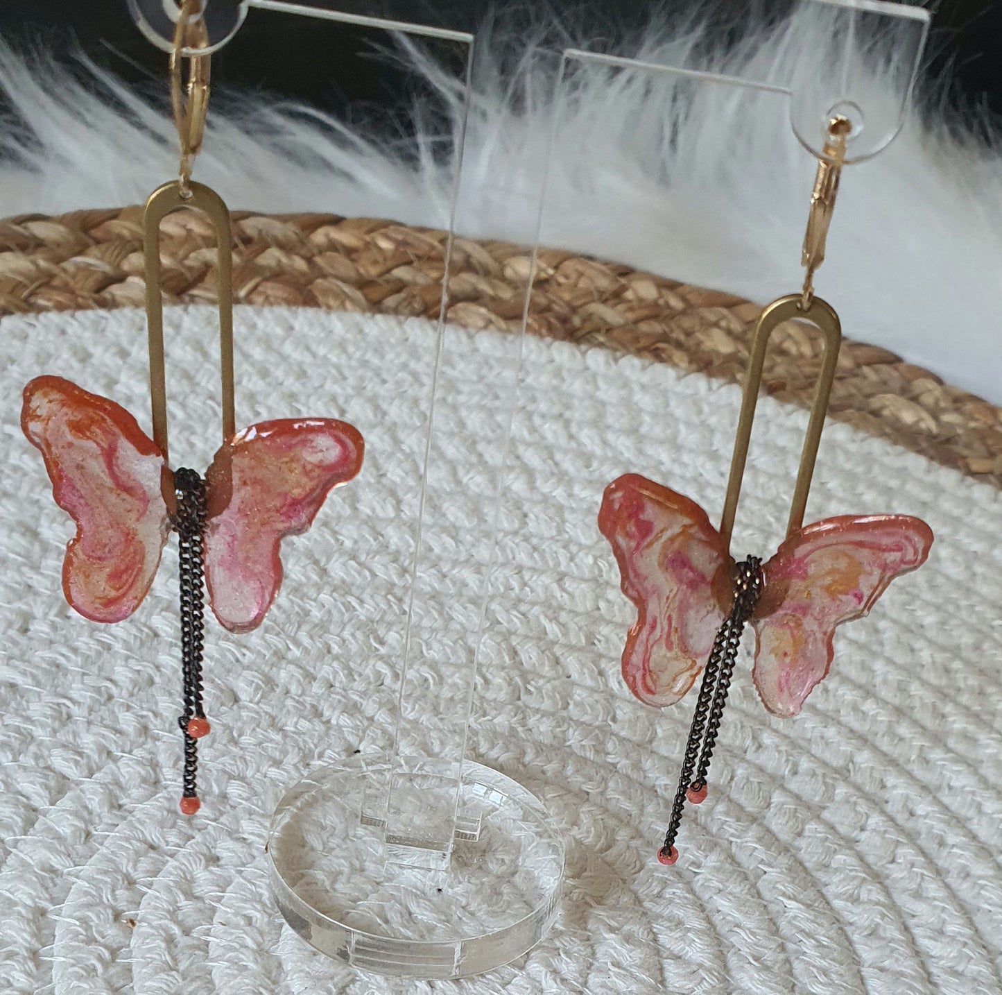 542. Boucles d'oreilles"Papillon rose"