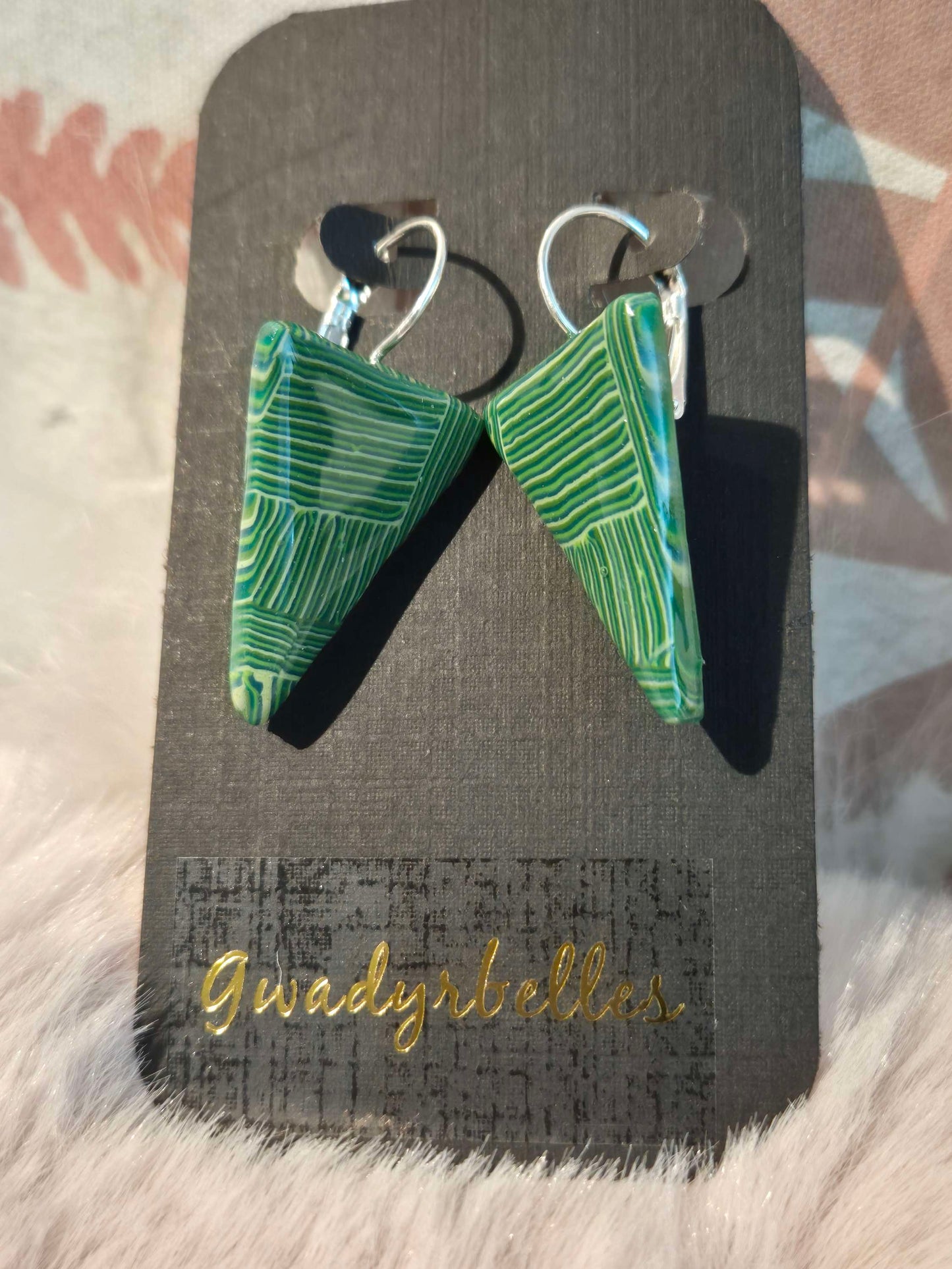 628. Boucles d'oreilles"Rayures Vertes"