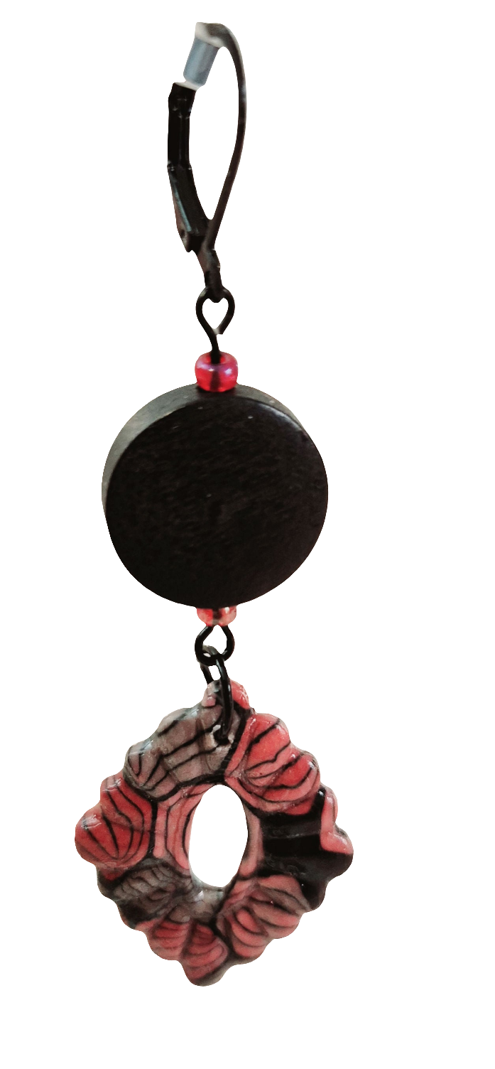 656. Boucles d'oreilles" Rouge et Noir"