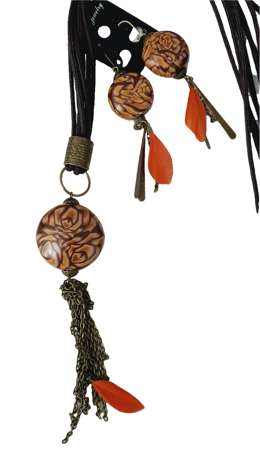 195.Parure"Sautoir Rose des sables"