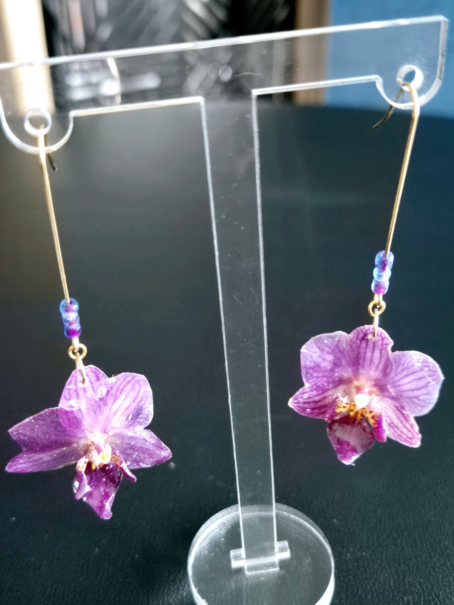 721.Boucles d'oreilles"Les orchidées violette"