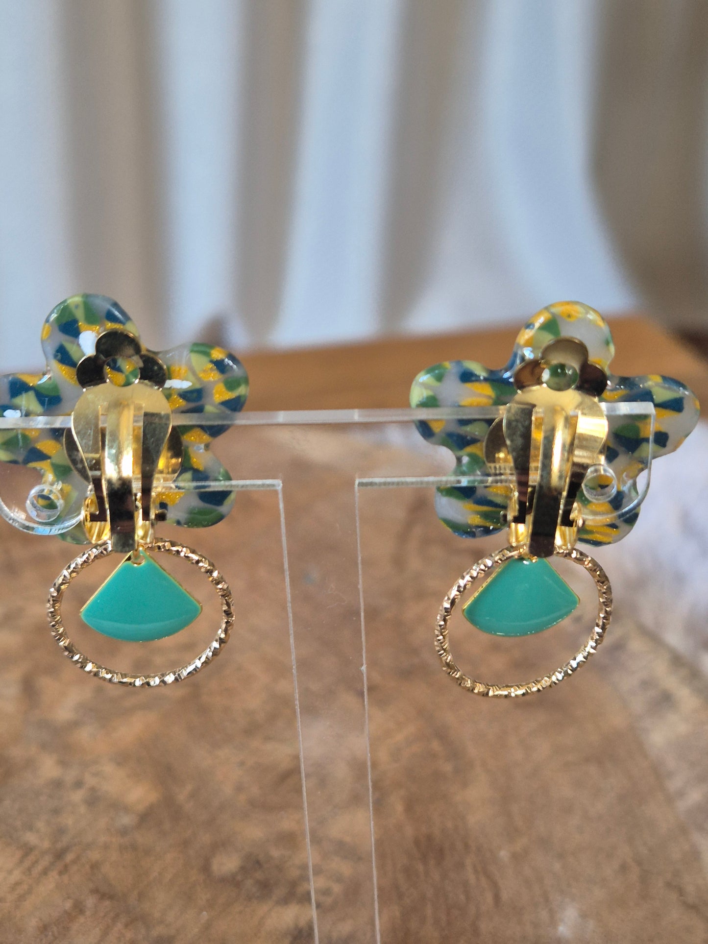 697. Boucles d'oreilles à clips " La forêt "