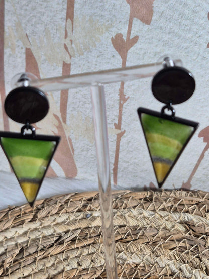 623. Boucles d'oreilles"vitrail tropical"