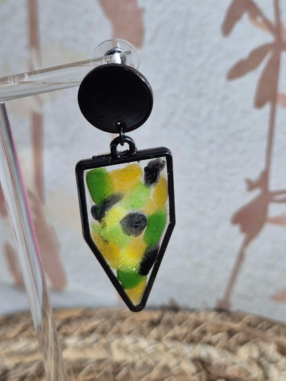 622.Boucles d'oreilles"vitrail tropical"