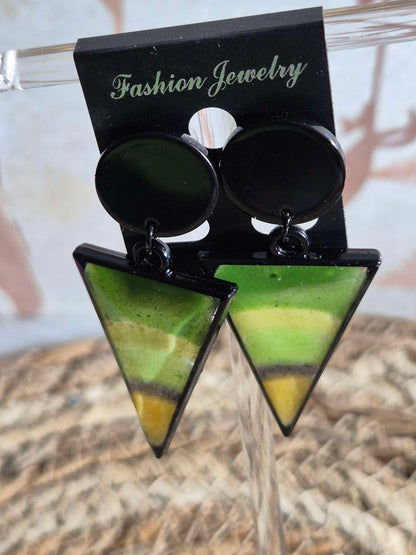 623. Boucles d'oreilles"vitrail tropical"