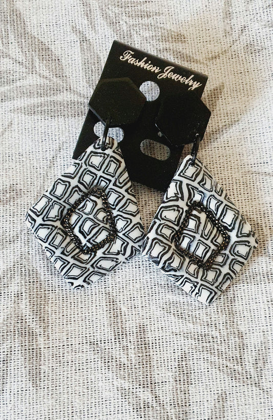 469/Boucles d'oreilles : "Carreaux"
