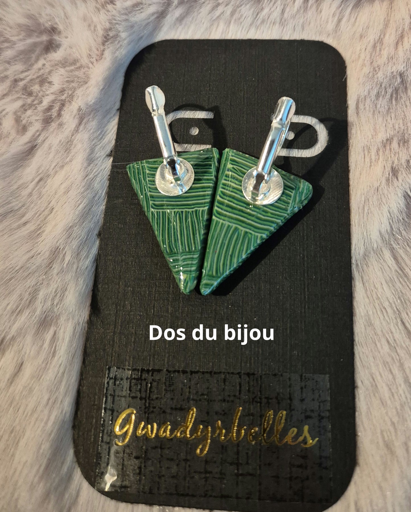 628. Boucles d'oreilles"Rayures Vertes"