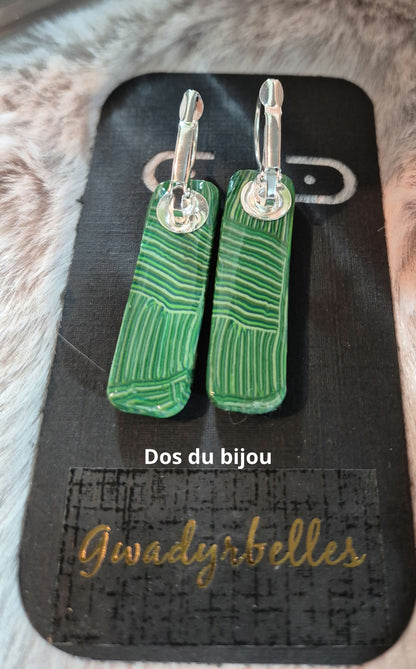 629.Boucles d'oreilles" Rayures vertes"