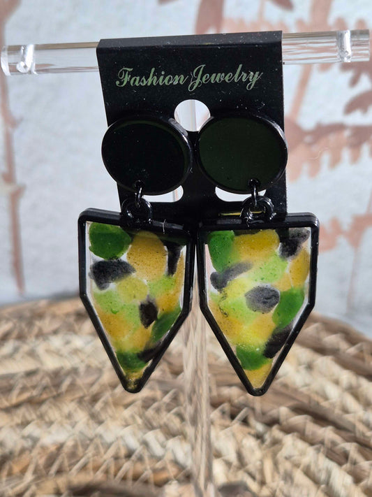 622.Boucles d'oreilles"vitrail tropical"