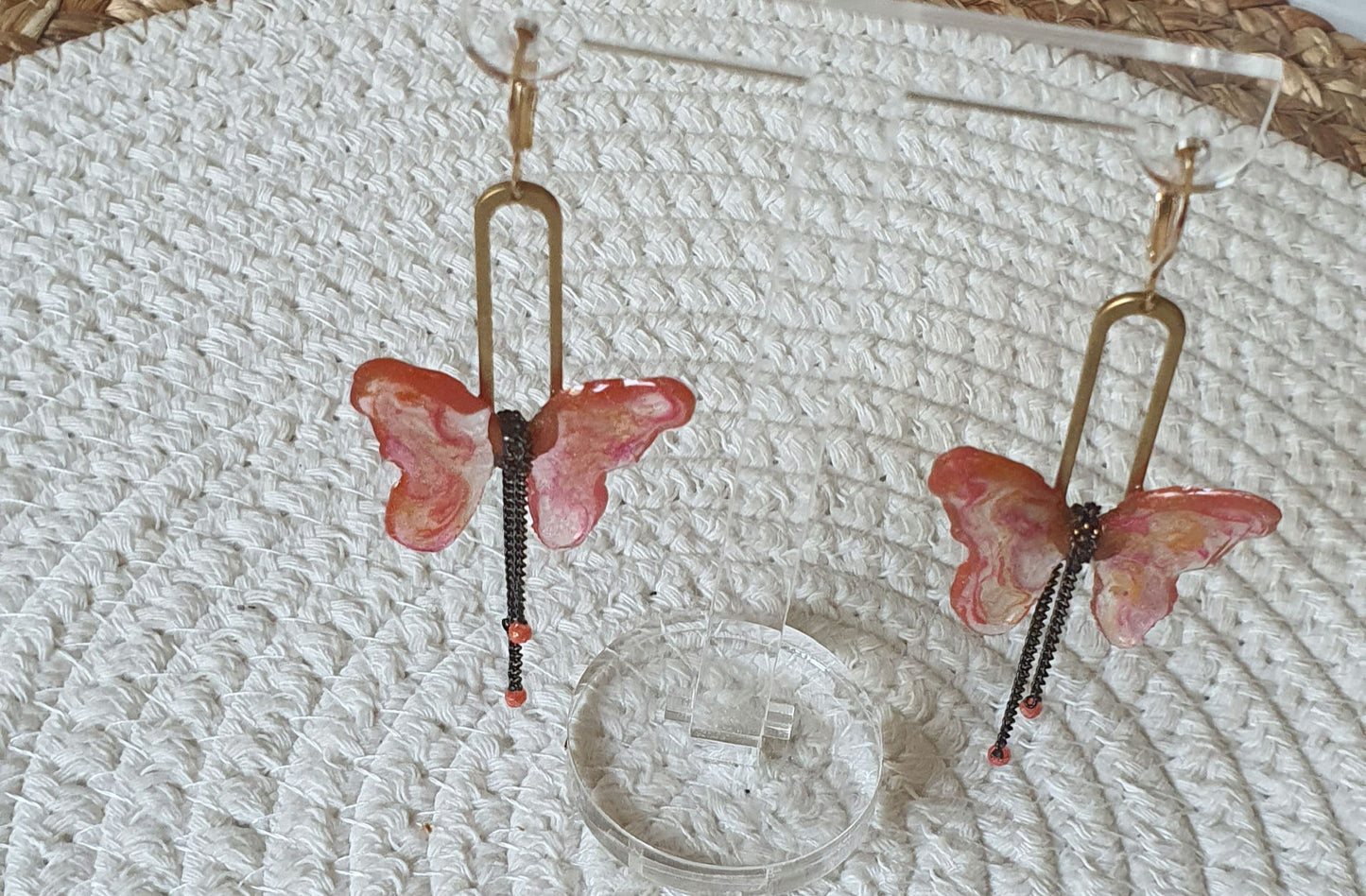 542. Boucles d'oreilles"Papillon rose"