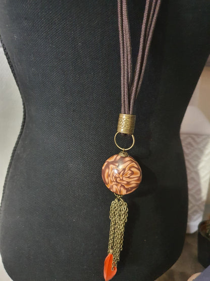 195.Parure"Sautoir Rose des sables"