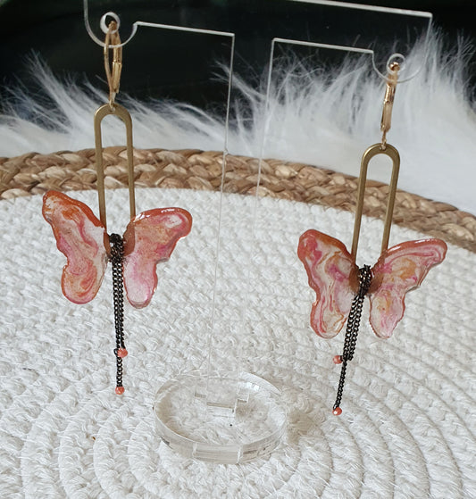 542. Boucles d'oreilles"Papillon rose"