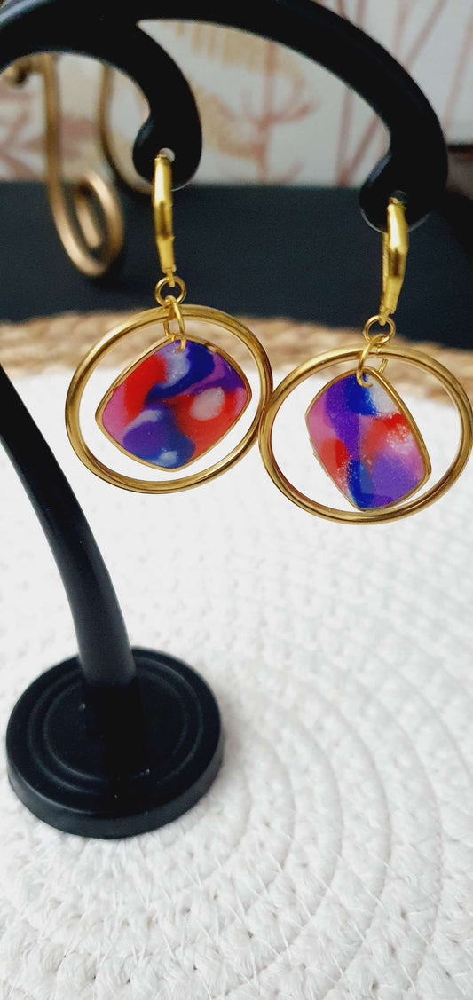 574. Boucles d'oreilles "Nuages colorés"