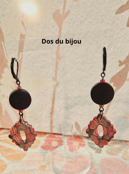 656. Boucles d'oreilles" Rouge et Noir"