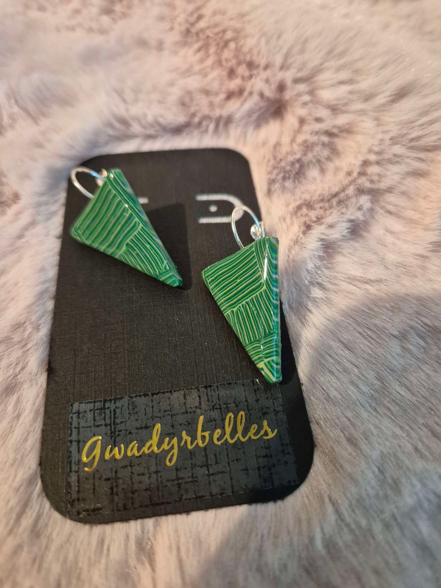 628. Boucles d'oreilles"Rayures Vertes"