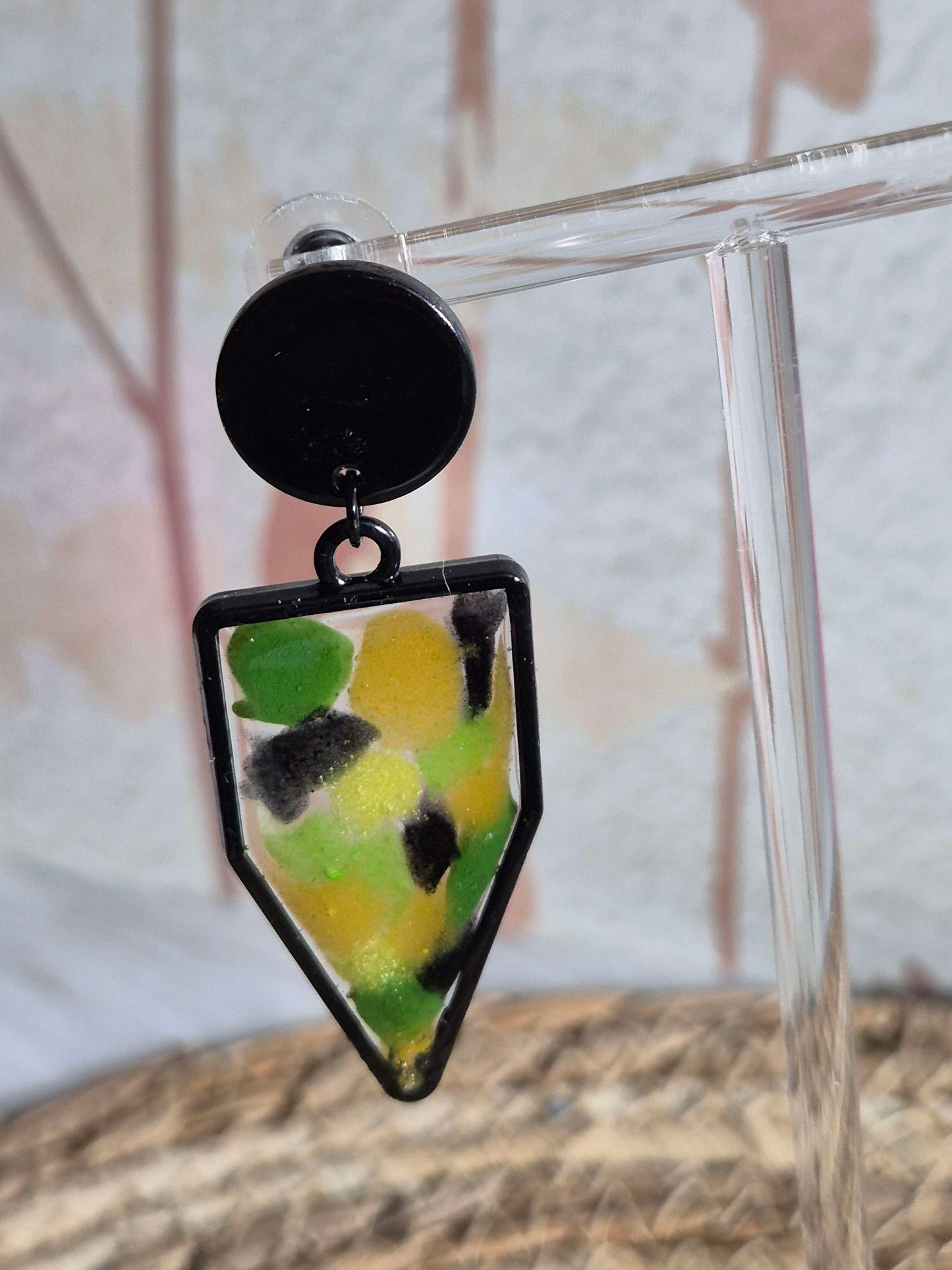 622.Boucles d'oreilles"vitrail tropical"