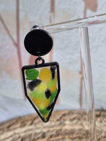 622.Boucles d'oreilles"vitrail tropical"