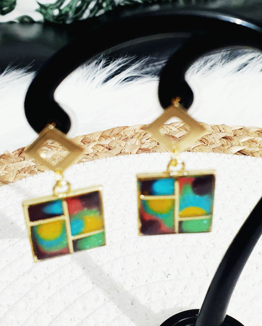 555. Boucles d'oreilles" Arc en ciel"