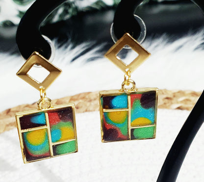555. Boucles d'oreilles" Arc en ciel"