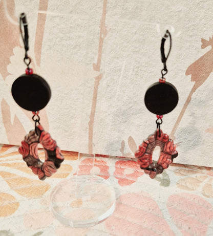 656. Boucles d'oreilles" Rouge et Noir"
