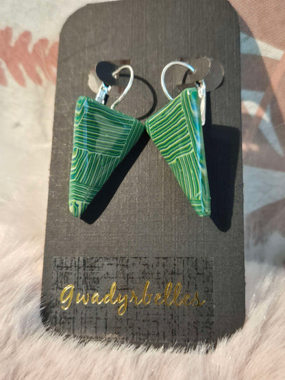 628. Boucles d'oreilles"Rayures Vertes"