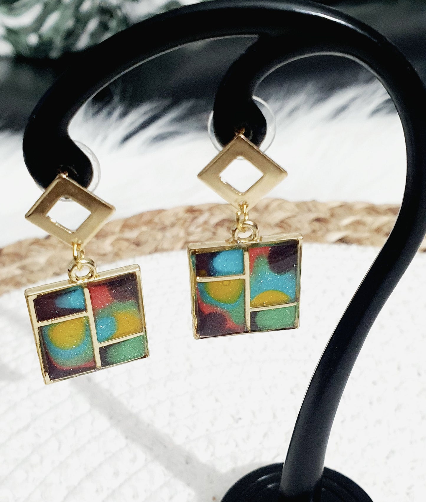 555. Boucles d'oreilles" Arc en ciel"