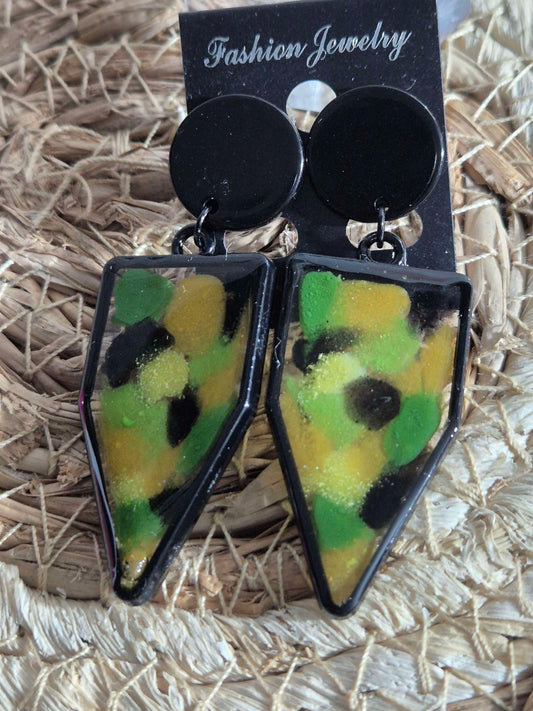 622.Boucles d'oreilles"vitrail tropical"