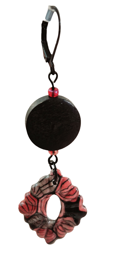 656. Boucles d'oreilles" Rouge et Noir"
