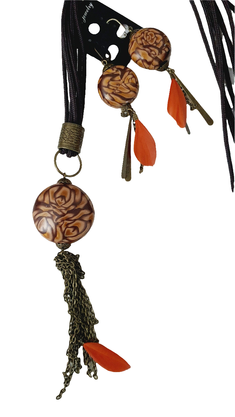 195.Parure"Sautoir Rose des sables"