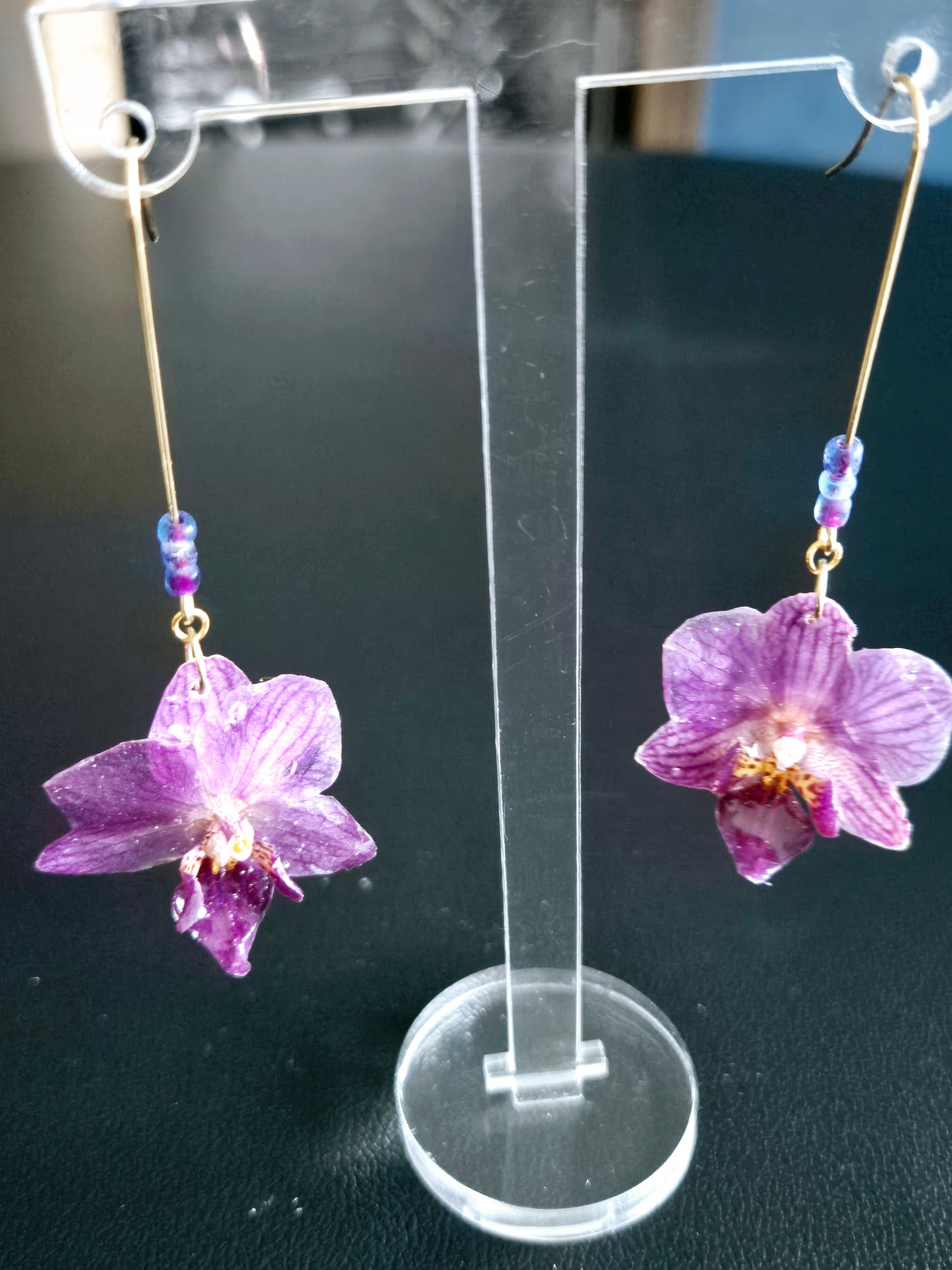 721.Boucles d'oreilles"Les orchidées violette"