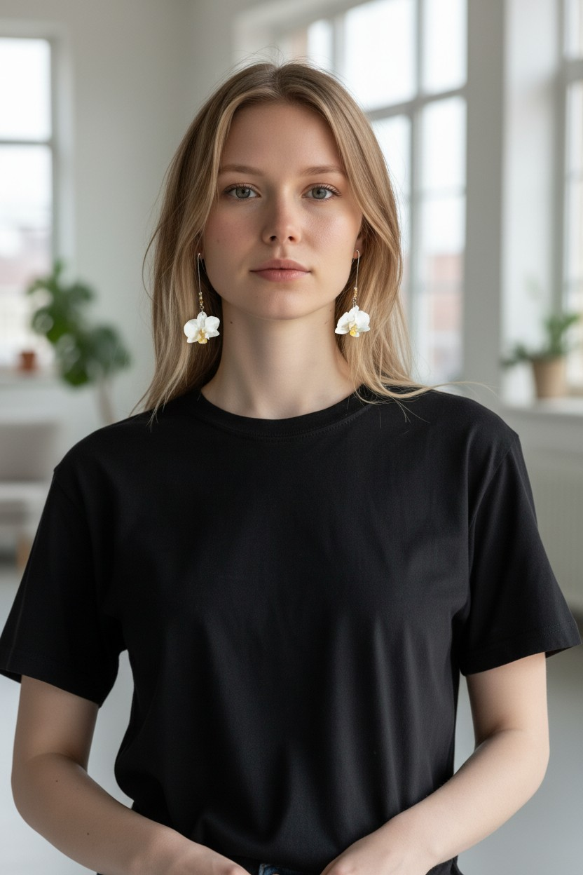 730. Boucles d'oreilles " Les Orchidées blanches"